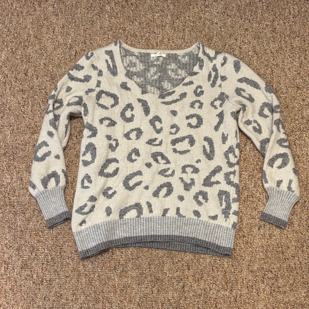 Maurices V-Neck Sweater with Leopard Pattern